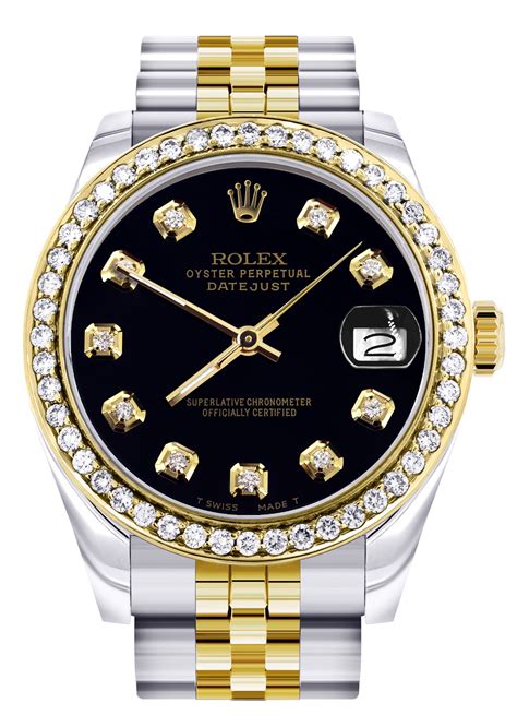 rolex black rotating diamond watch|Rolex diamond bezel prices.